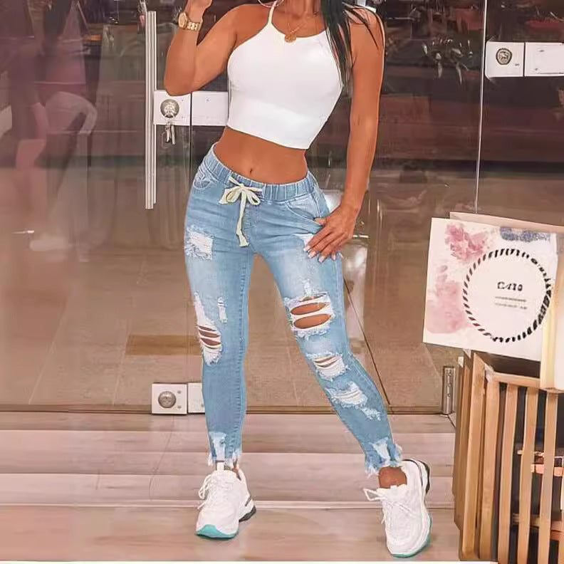 European And American Women's Clothing Jeans For Women Amazon Exclusive Elastic Waist High Elasticity European And American Women's Clothing Jeans For Women Amazon Exclusive Elastic Waist High Elasticity