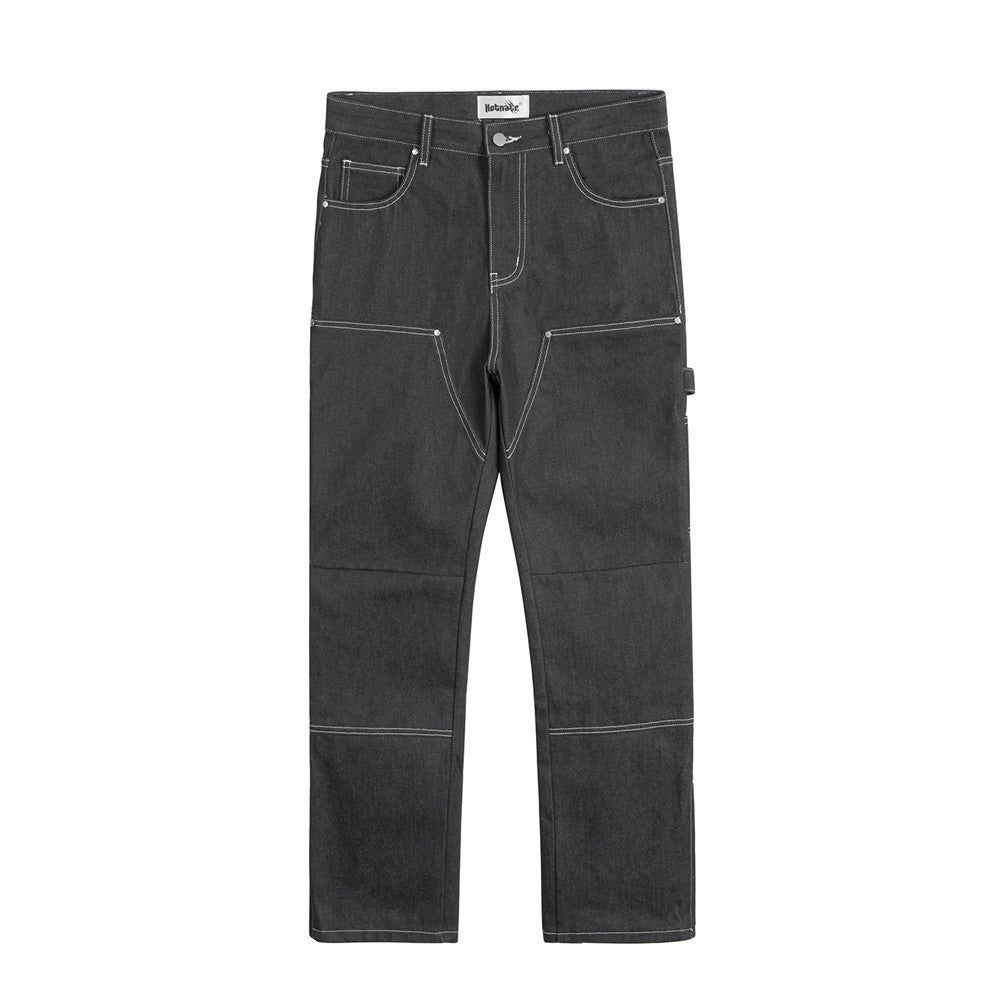 Pressure Line Denim Straight-leg Pants Men's Slim Fit Feet Pressure Line Denim Straight-leg Pants Men's Slim Fit Feet