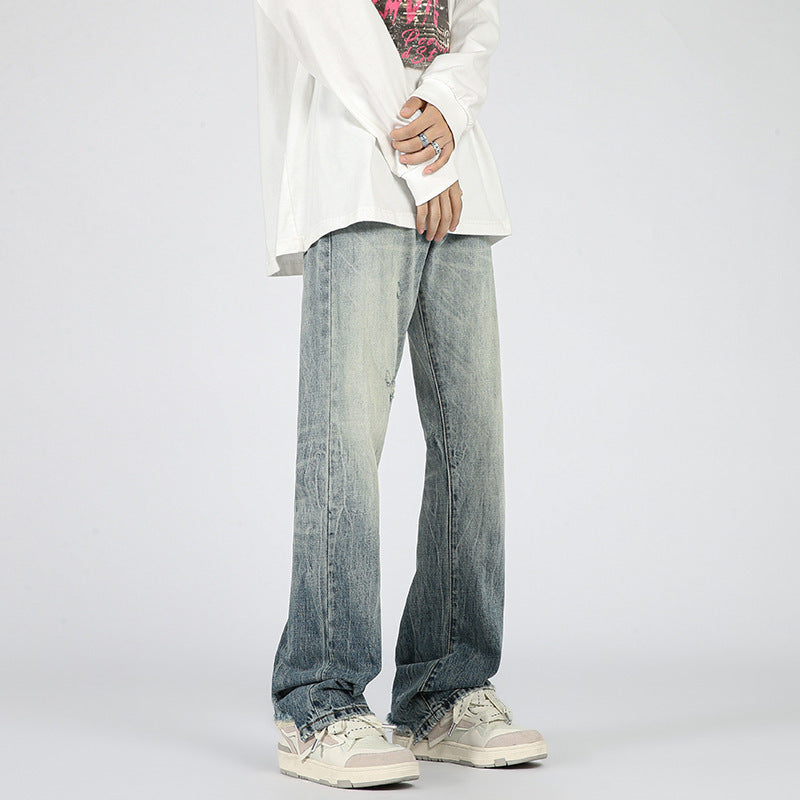 Men's American Water Washed Hole Bootcut Trousers Men's American Water Washed Hole Bootcut Trousers