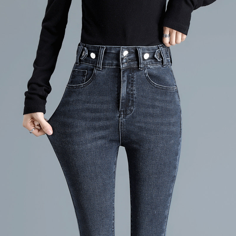 High Waist Stretch Jeans Tight And Warm Skinny Pants Women High Waist Stretch Jeans Tight And Warm Skinny Pants Women