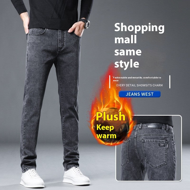 Men's Loose Straight Business Pants Winter Thick Style Trousers Men's Loose Straight Business Pants Winter Thick Style Trousers