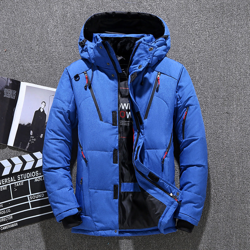 Men's Short Winter Thick White Duck Down Hooded Jacket Multi-pocket Outdoor Set Men's Short Winter Thick White Duck Down Hooded Jacket Multi-pocket Outdoor Set