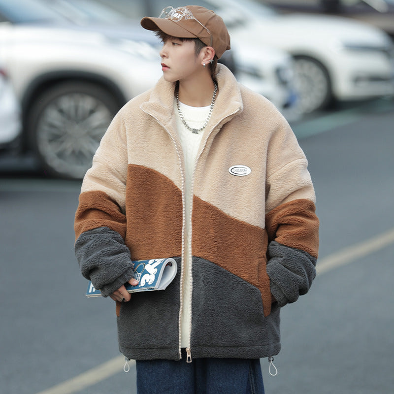 Color Stitching Thickened Cotton Cashmere Jacket Color Stitching Thickened Cotton Cashmere Jacket