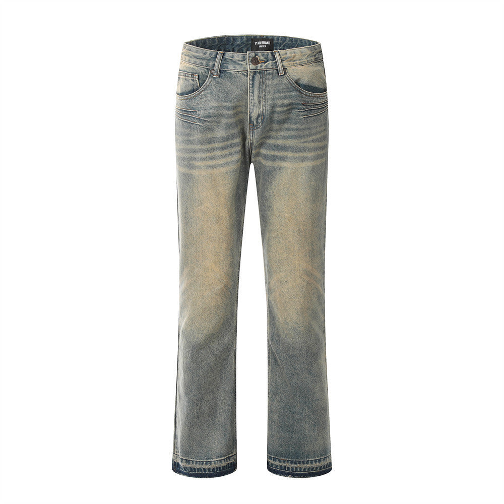Fashion American Washed Yellow Jeans Men Fashion American Washed Yellow Jeans Men
