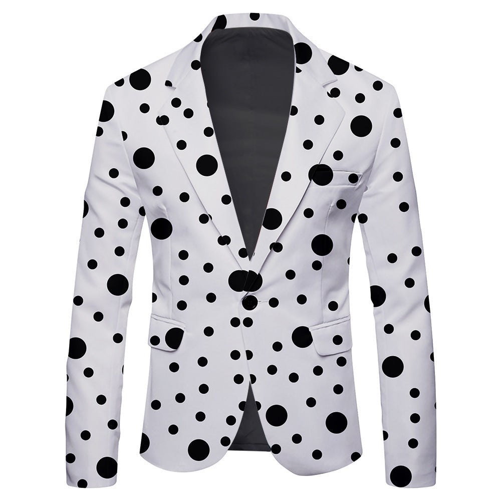 Men's Single Row One Button Polka Dot Printing Casual Suit Jacket Men's Single Row One Button Polka Dot Printing Casual Suit Jacket