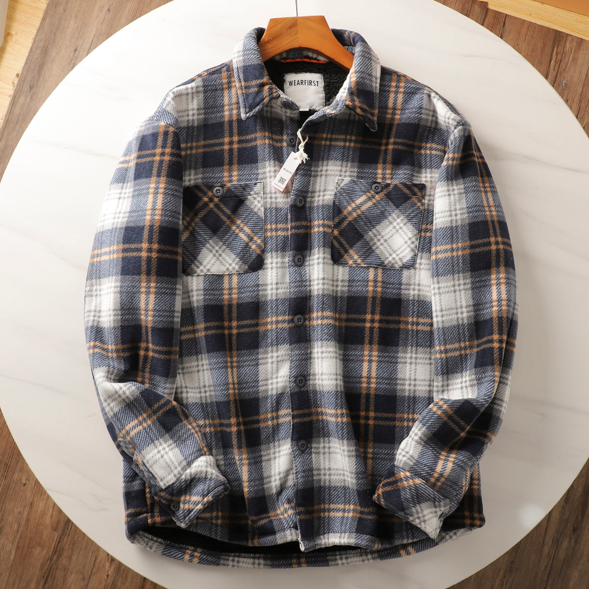 Autumn And Winter Fleece-lined Warm Composite Lambswool Plaid Shirt Cotton-padded Coat Autumn And Winter Fleece-lined Warm Composite Lambswool Plaid Shirt Cotton-padded Coat