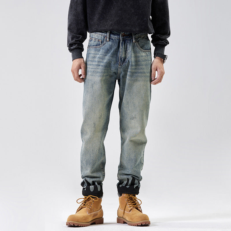 Blue Distressed Loose Straight Jeans Blue Distressed Loose Straight Jeans