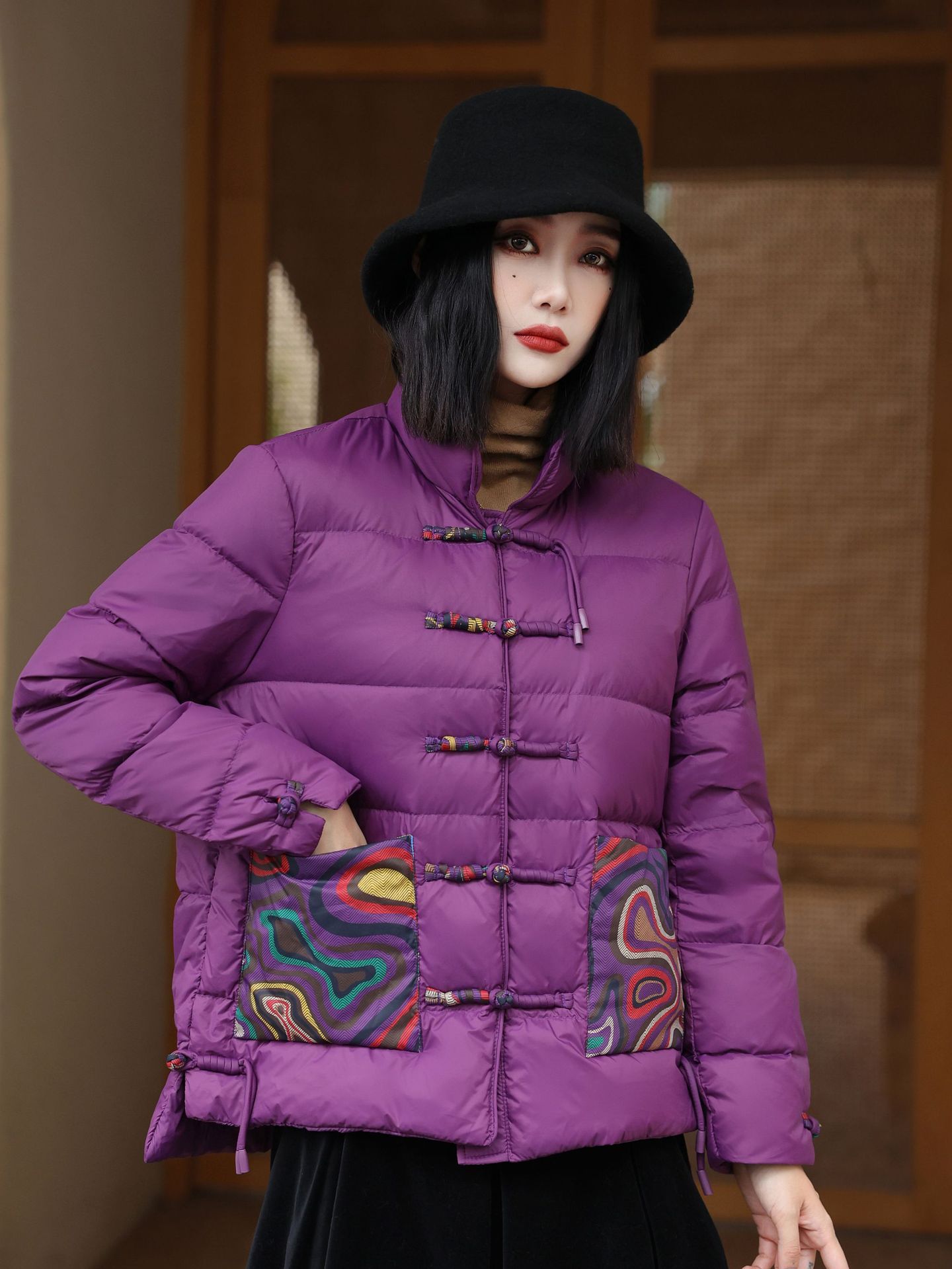 Chinese Retro Down Jacket Women's Stand Collar Chinese Retro Down Jacket Women's Stand Collar
