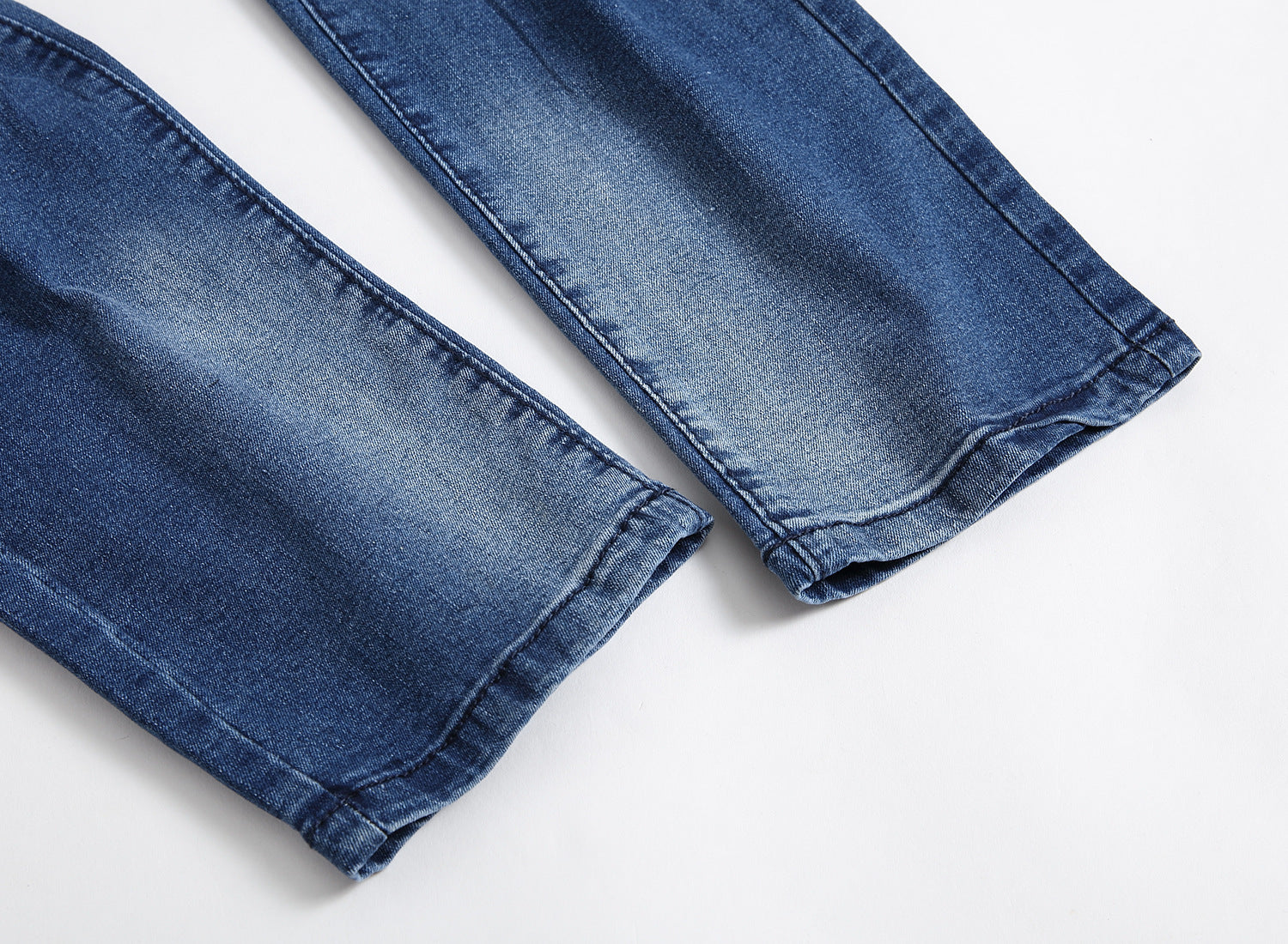 Multi-holes, Blue Elastic Men's Jeans Slim-fitting Small Straight Multi-holes, Blue Elastic Men's Jeans Slim-fitting Small Straight