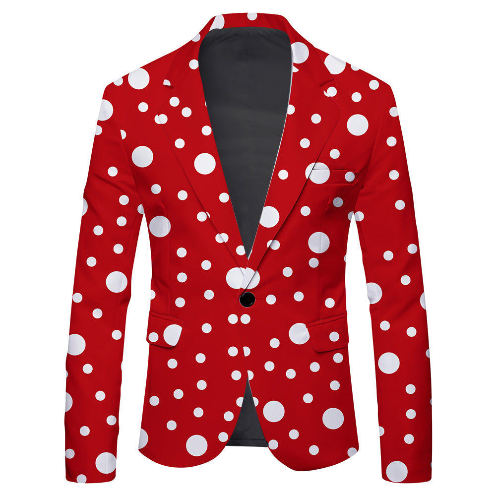 Men's Single Row One Button Polka Dot Printing Casual Suit Jacket Men's Single Row One Button Polka Dot Printing Casual Suit Jacket