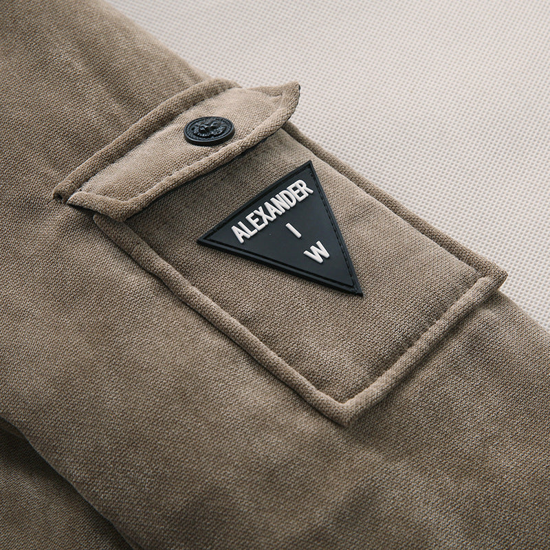 New Plush Men's Hooded Cotton Coat Medium Length New Plush Men's Hooded Cotton Coat Medium Length