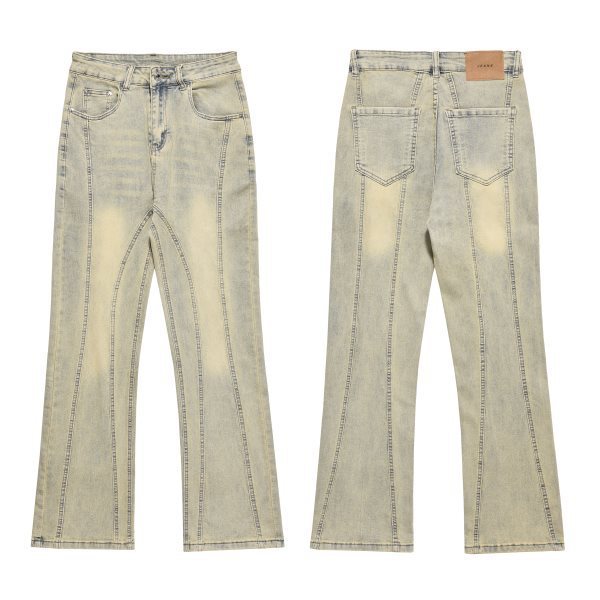 RO Style Wide Leg Patchwork Cargo Pants Jeans Men RO Style Wide Leg Patchwork Cargo Pants Jeans Men