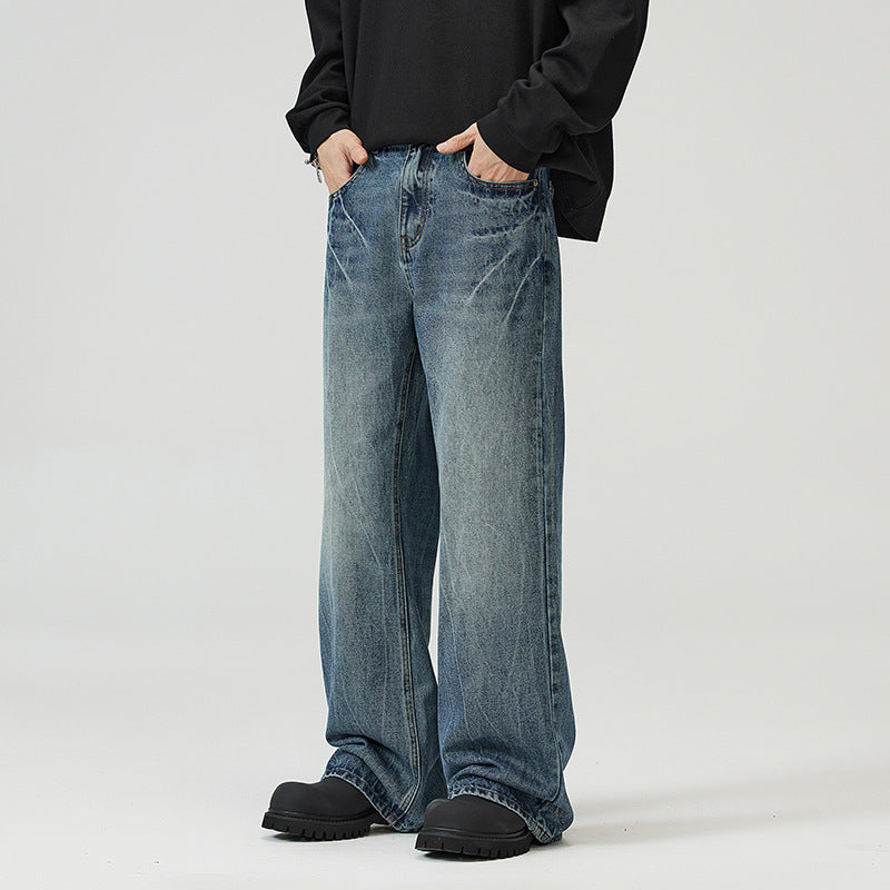 Men's Lightning Crack Blue Jeans Men's Lightning Crack Blue Jeans