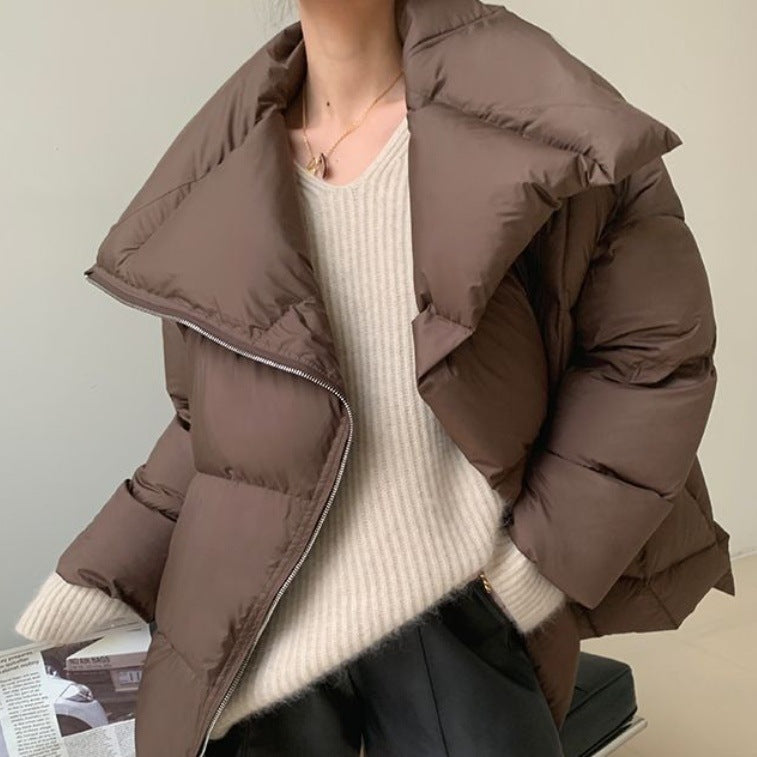 Women's Brown Lapel Winter Coat Women's Brown Lapel Winter Coat