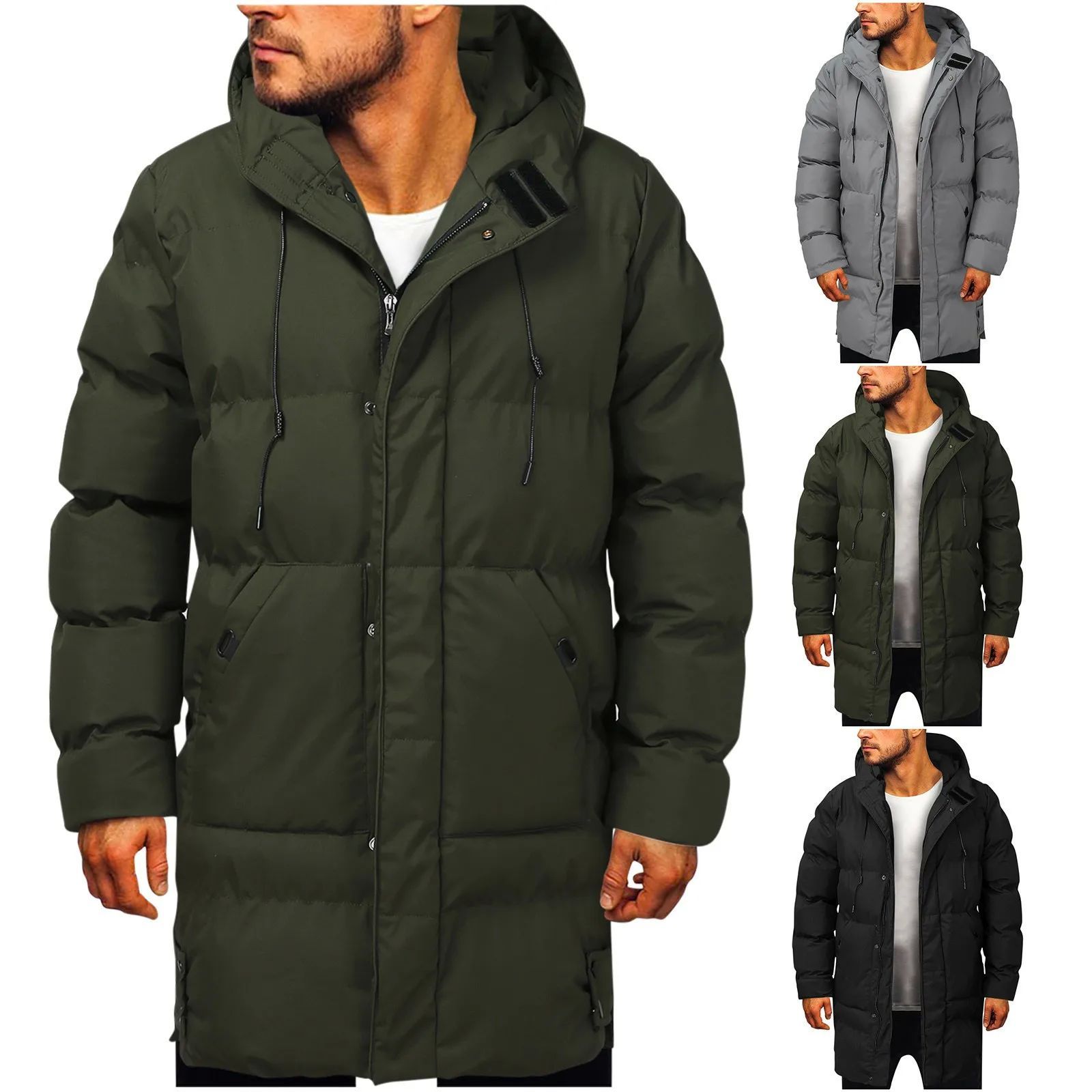 Casual Warm Hooded Long Snow Wear Jacket Coat Men Outwear Casual Warm Hooded Long Snow Wear Jacket Coat Men Outwear