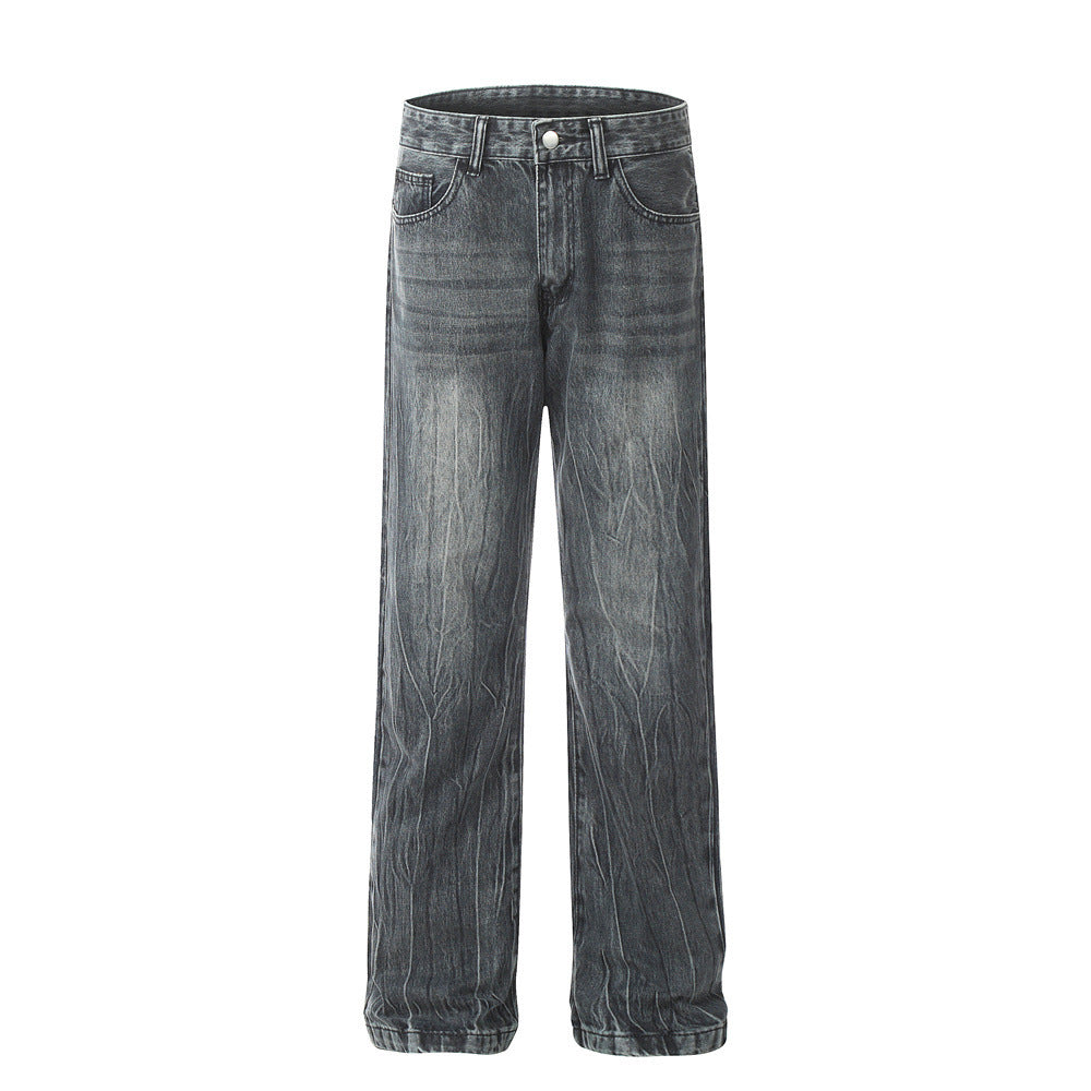 Men's Marble Pattern Washed And Worn Jeans Men's Marble Pattern Washed And Worn Jeans