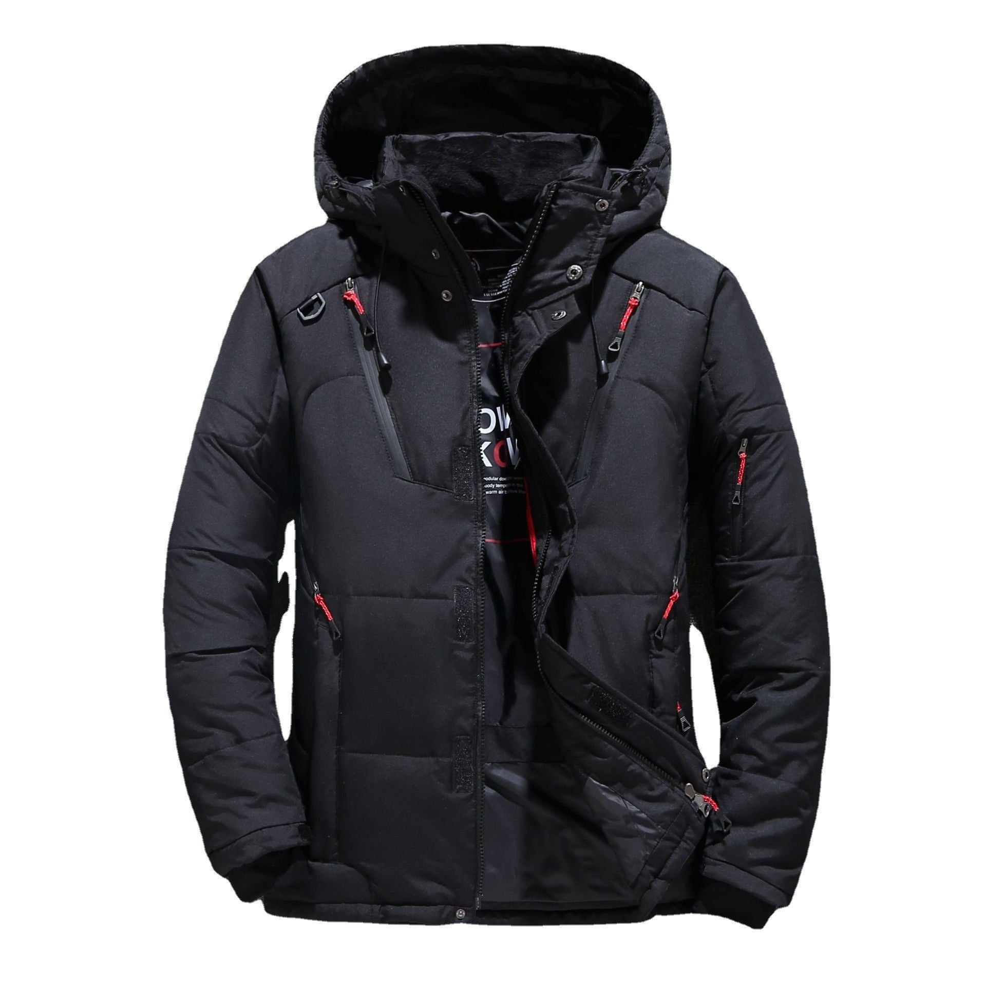 Men's Short Winter Thick White Duck Down Hooded Jacket Multi-pocket Outdoor Set Men's Short Winter Thick White Duck Down Hooded Jacket Multi-pocket Outdoor Set