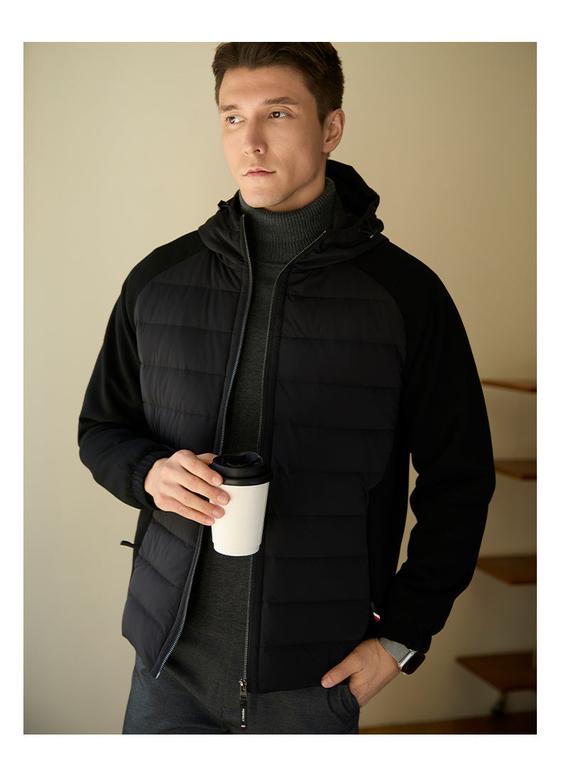 Men's Down Jacket Hooded Thin Stitching Casual Jacket Men's Down Jacket Hooded Thin Stitching Casual Jacket