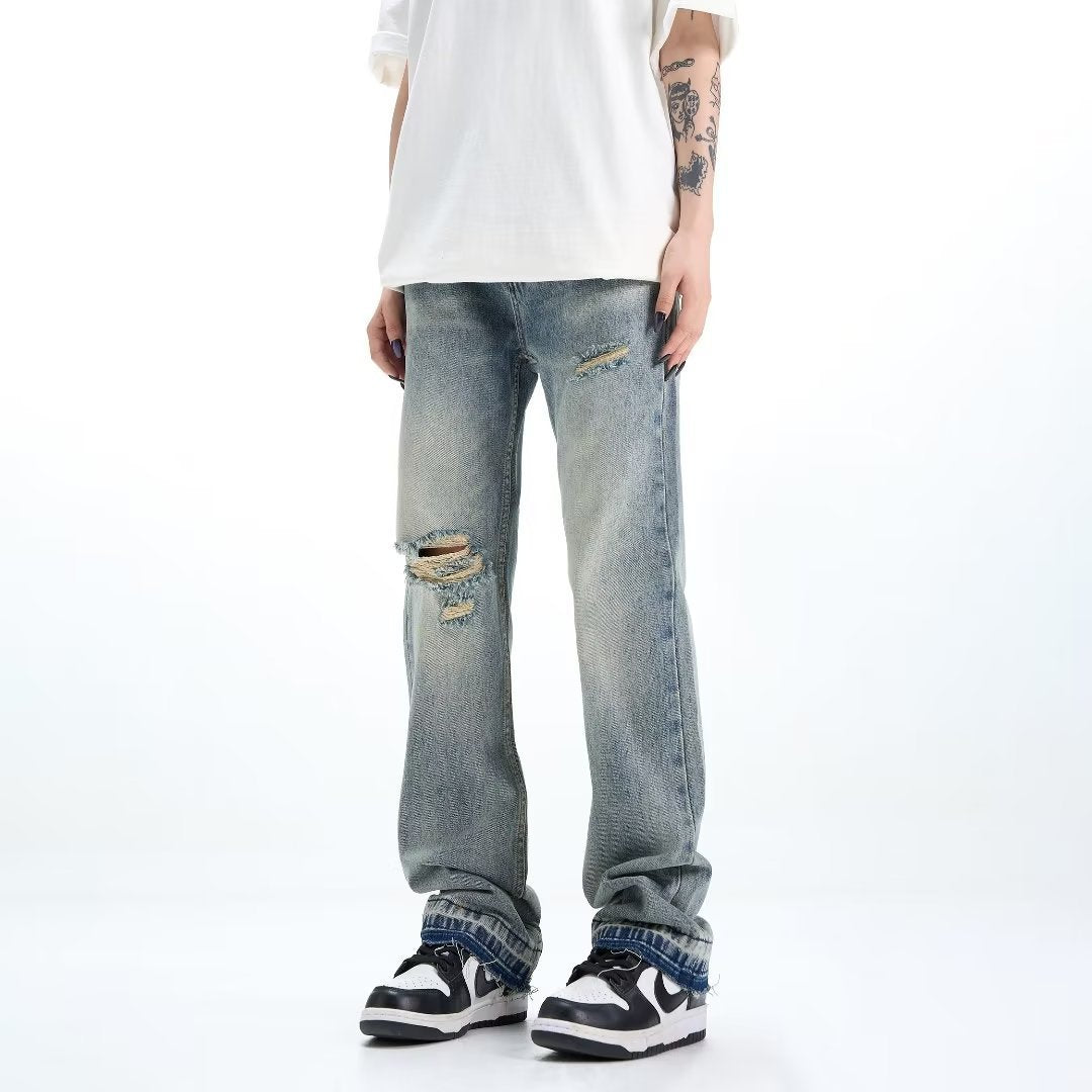 Loose Straight Ripped Jeans For Men Loose Straight Ripped Jeans For Men