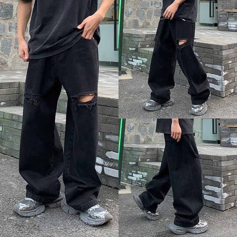 Black Loose Straight Jeans For Men Black Loose Straight Jeans For Men