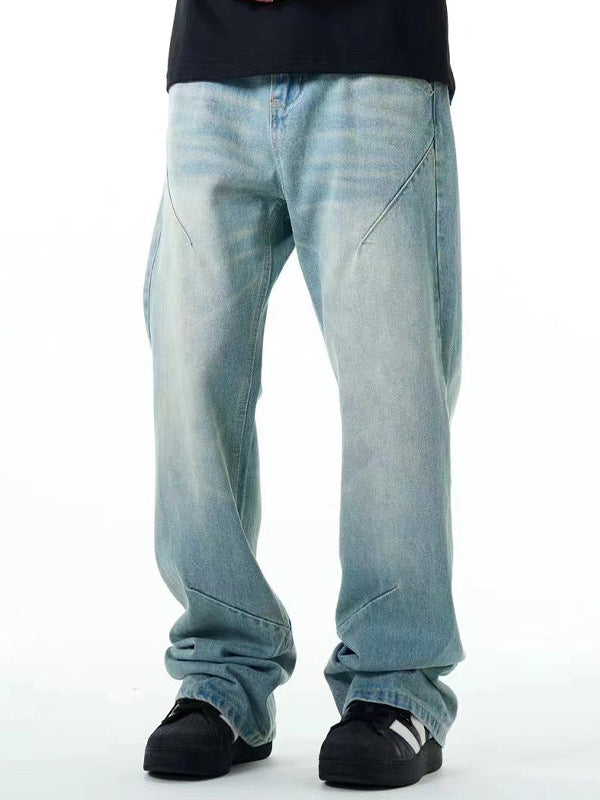 Washed Distressed Casual Jeans Straight Loose Thin Simple Washed Distressed Casual Jeans Straight Loose Thin Simple