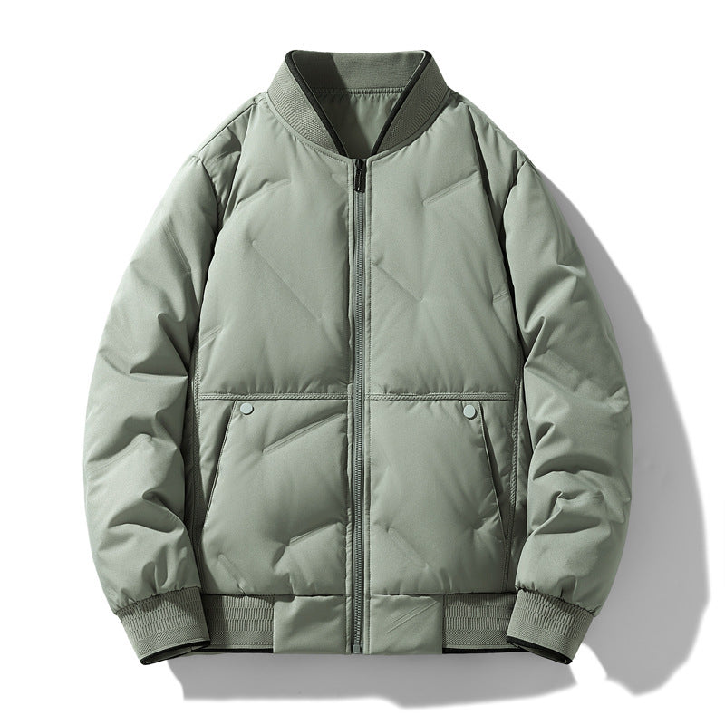 Fashion Down Jacket Winter Warm Baseball Jacket For Men Casual All-match Solid Color Coat Fashion Down Jacket Winter Warm Baseball Jacket For Men Casual All-match Solid Color Coat