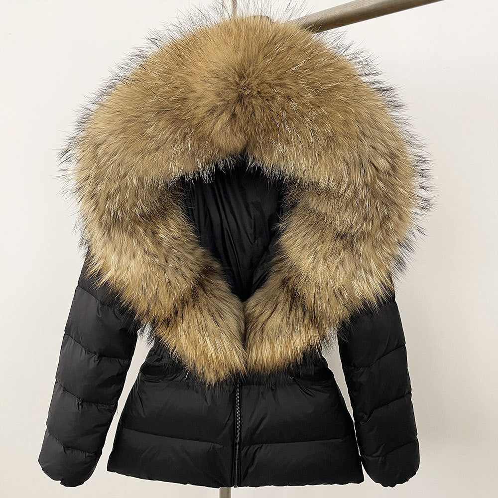 Short Women's Thickened Slim Fit Waist-tight Fur Down Jacket Short Women's Thickened Slim Fit Waist-tight Fur Down Jacket