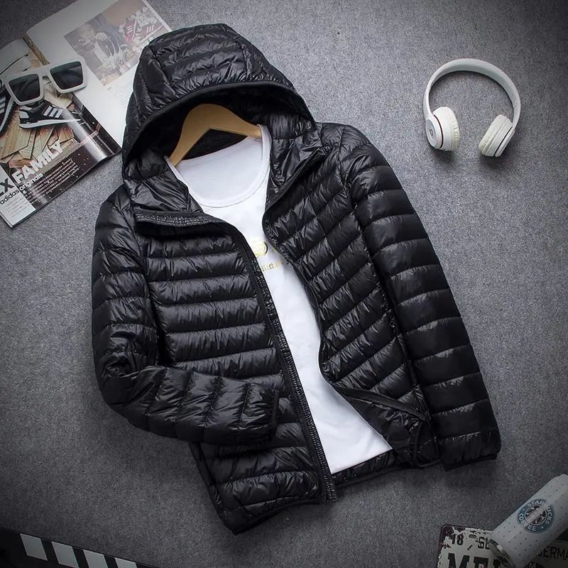 Men's Stand Collar Hooded Short Ultra-thin Down Jacket Men's Stand Collar Hooded Short Ultra-thin Down Jacket