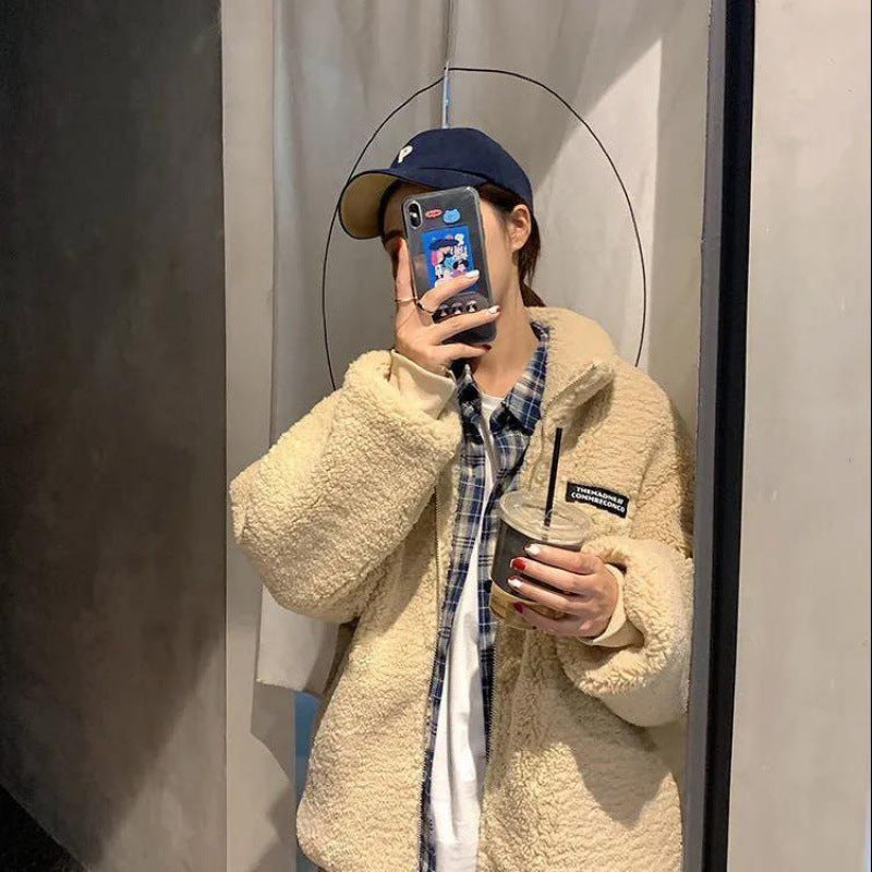 Stand Collar Lamb Plush Thickened Coat Stand Collar Lamb Plush Thickened Coat