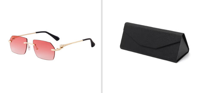 Frameless Trimming Leopard Temple Men Retro Square Frame Driving Sunglasses Frameless Trimming Leopard Temple Men Retro Square Frame Driving Sunglasses