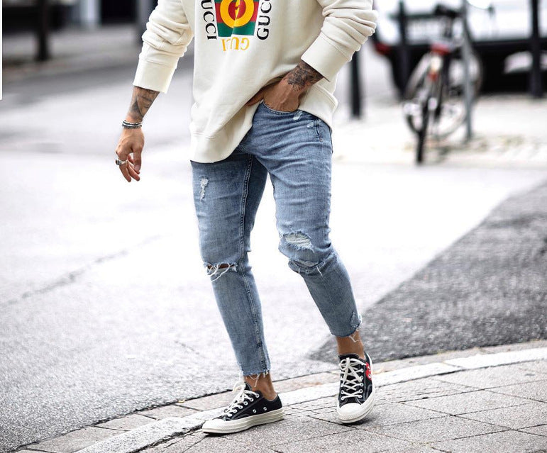 Men's Jeans Ripped Ankle Pants Men's Jeans Ripped Ankle Pants