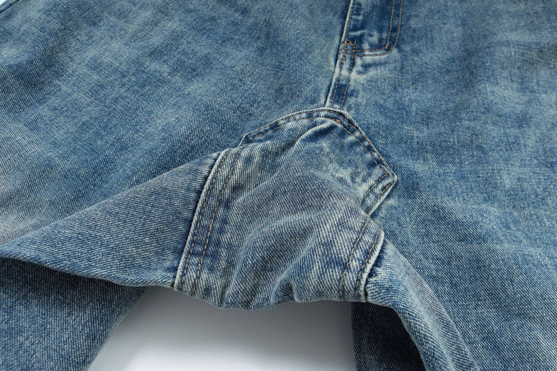 High Street American Patch Flame Letter Embroidered Jeans Men High Street American Patch Flame Letter Embroidered Jeans Men