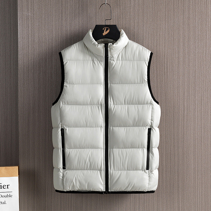 Men's Fashionable Handsome Warm Solid Color Cotton Vest Stand Collar Men's Fashionable Handsome Warm Solid Color Cotton Vest Stand Collar