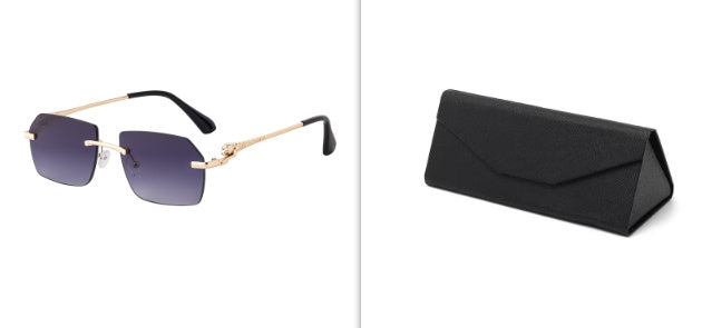 Frameless Trimming Leopard Temple Men Retro Square Frame Driving Sunglasses Frameless Trimming Leopard Temple Men Retro Square Frame Driving Sunglasses