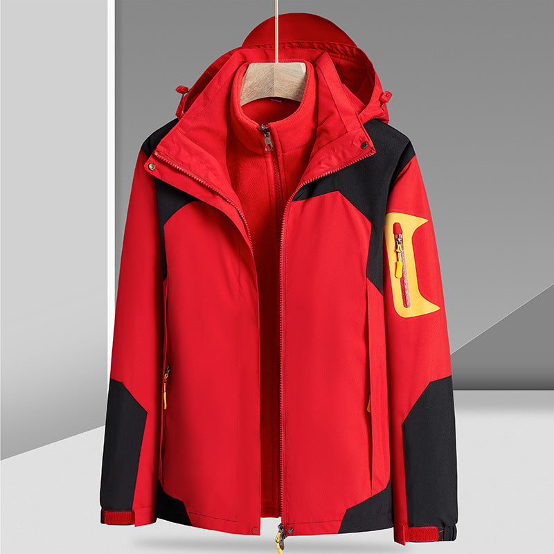 Three-in-one Removable Liner With Velvet Thickening Windproof Waterproof Jacket Three-in-one Removable Liner With Velvet Thickening Windproof Waterproof Jacket