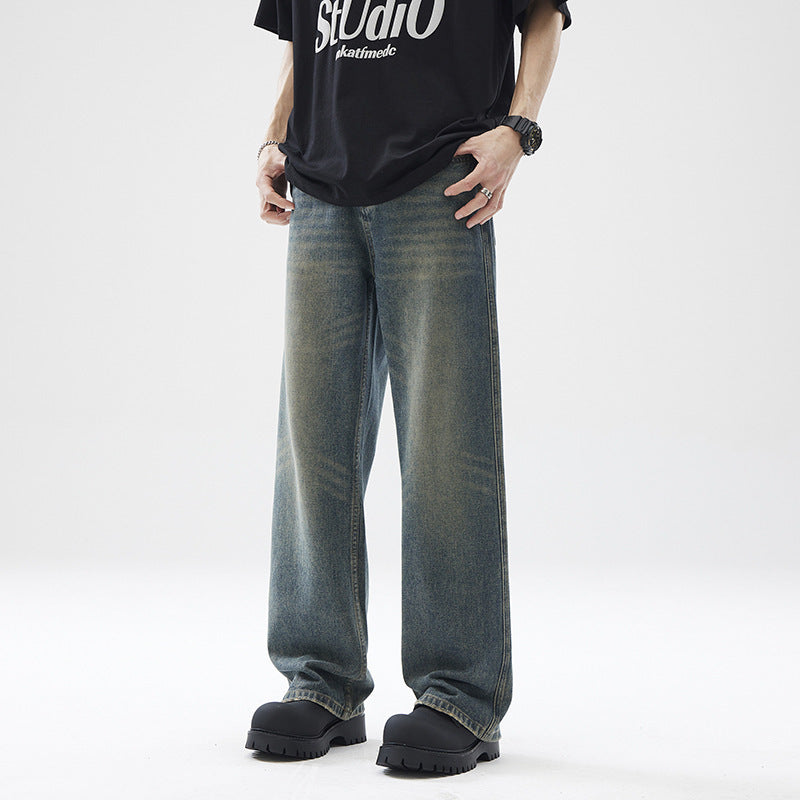 Washed Distressed Loose Jeans For Men Washed Distressed Loose Jeans For Men