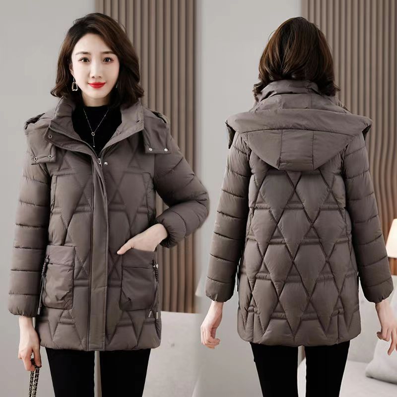 Down Cotton-padded Jacket Women's Mid-length Hooded Down Cotton-padded Jacket Women's Mid-length Hooded