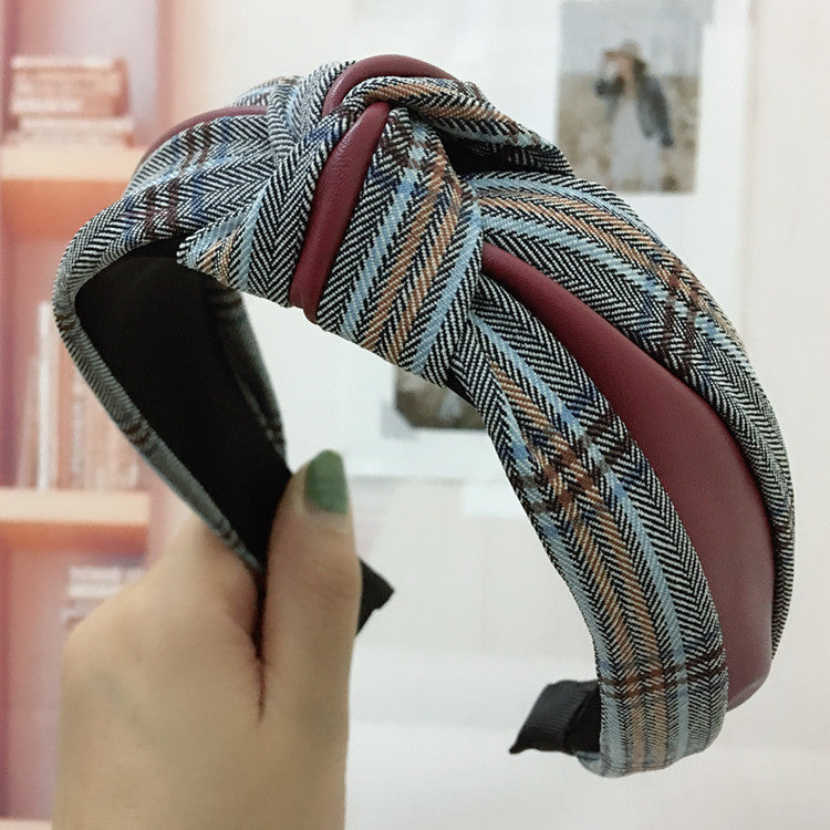 Houndstooth Wide-brim Retro Headband Adult Hair Accessories Houndstooth Wide-brim Retro Headband Adult Hair Accessories