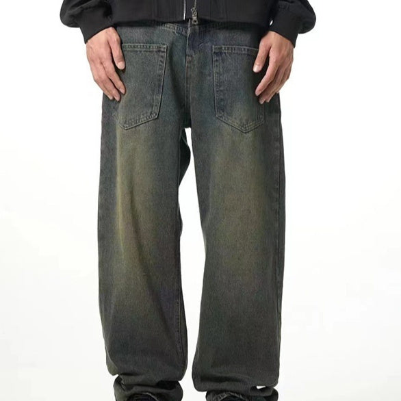 Men's Washed Distressed Drooping Straight Casual Jeans Men's Washed Distressed Drooping Straight Casual Jeans
