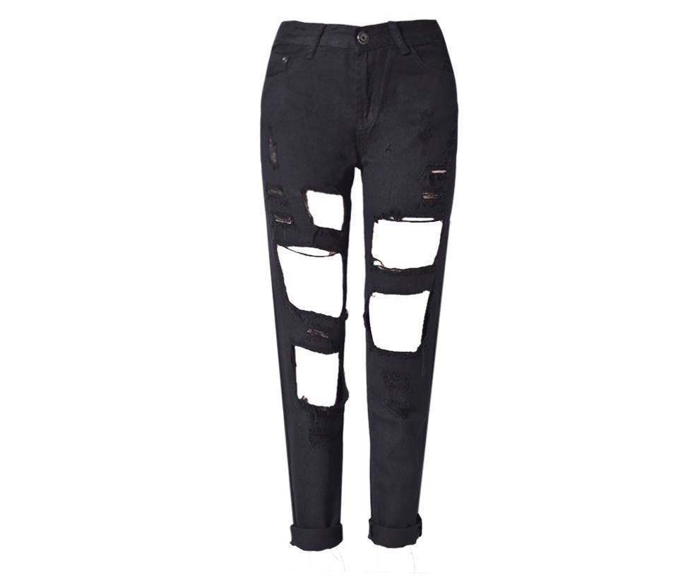 Ripped Jeans High Waist Women Ripped Hole Knee Skinny Pants Ripped Jeans High Waist Women Ripped Hole Knee Skinny Pants