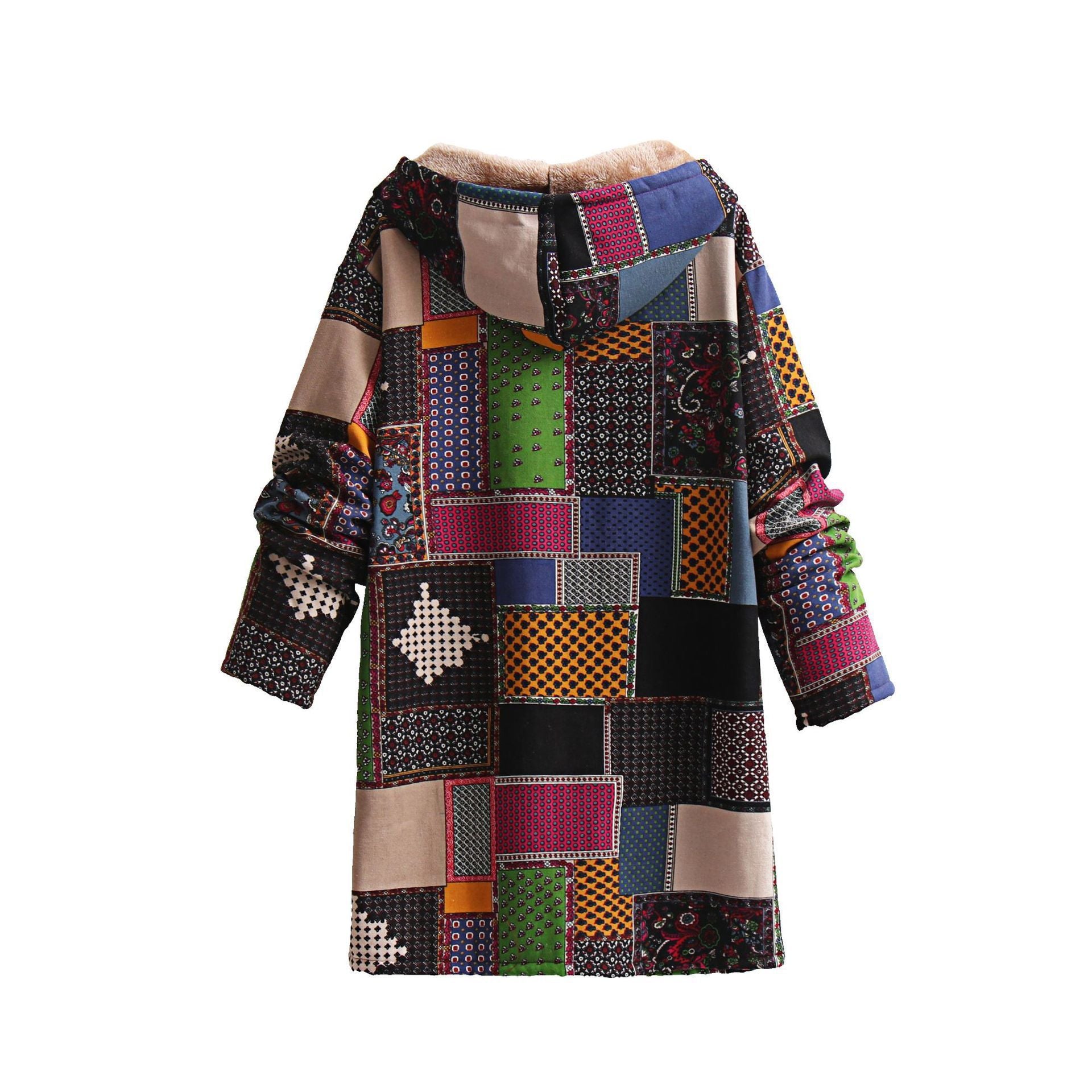 Ethnic Style European And American Fashion Cotton And Linen Hooded Cotton-padded Jacket Ethnic Style European And American Fashion Cotton And Linen Hooded Cotton-padded Jacket