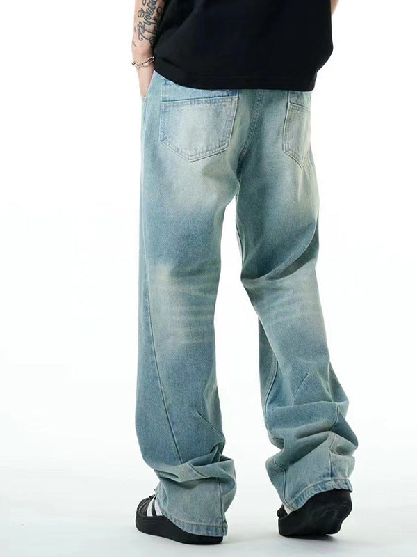 Washed Distressed Casual Jeans Straight Loose Thin Simple Washed Distressed Casual Jeans Straight Loose Thin Simple