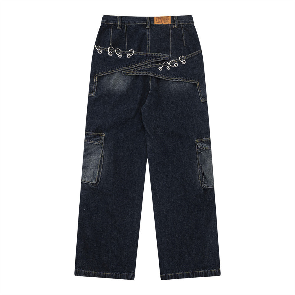 Fashion Personalized Inkjet Multi-pocket Jeans Men Fashion Personalized Inkjet Multi-pocket Jeans Men