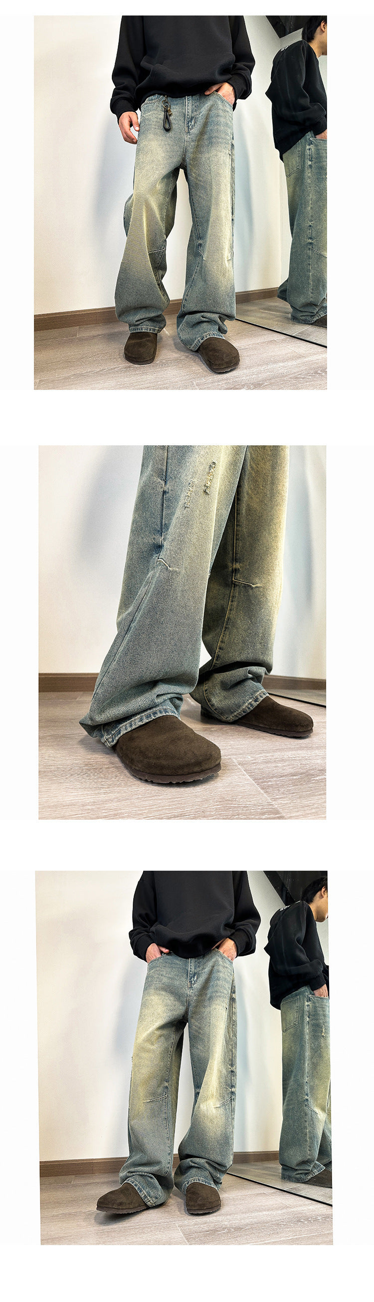 Jeans Men's Loose Straight Mop Pants Jeans Men's Loose Straight Mop Pants