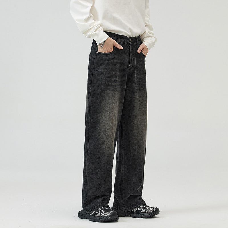 Men And Women Washed-out Vintage Wide-leg Pants Men And Women Washed-out Vintage Wide-leg Pants