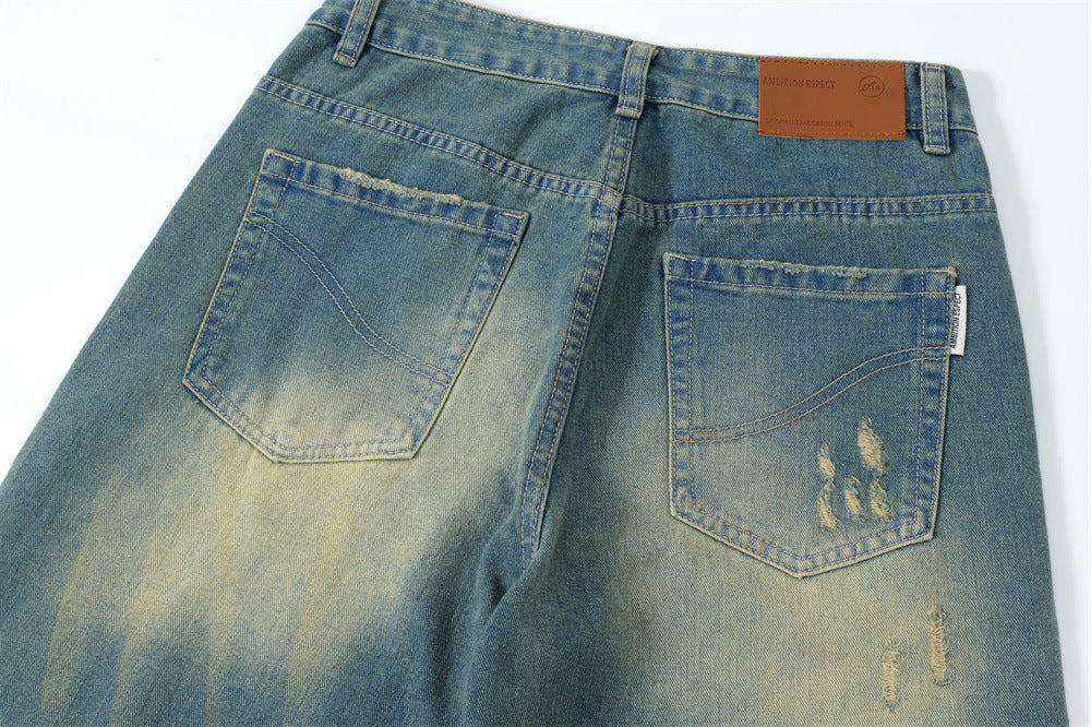 Washed And Worn Ripped Jeans For Men And Women Washed And Worn Ripped Jeans For Men And Women