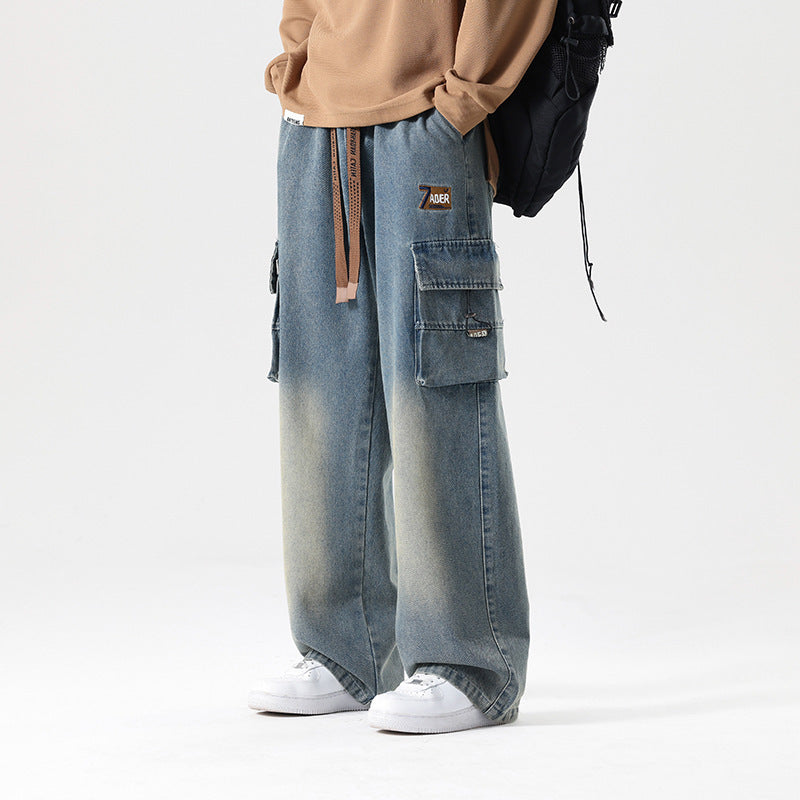 Fashion Wash Straight Cargo Jeans For Men Fashion Wash Straight Cargo Jeans For Men