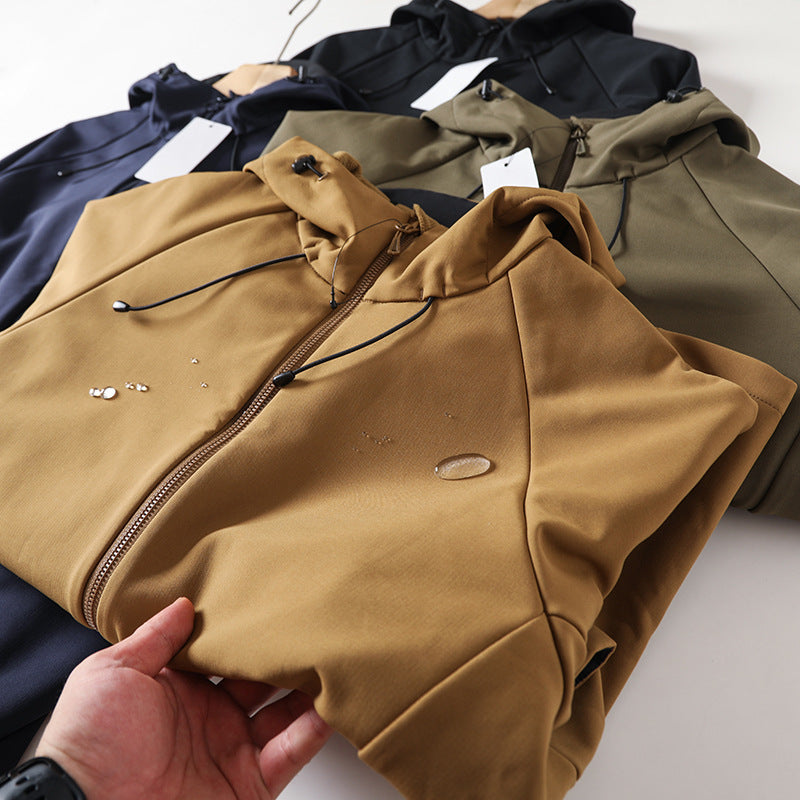 Windproof Men's Fleece-lined Soft Case Hooded Jacket Windproof Men's Fleece-lined Soft Case Hooded Jacket