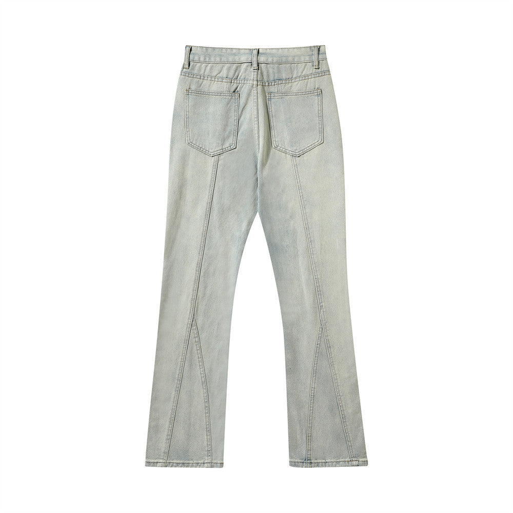 Washed Bright White Straight Jeans For Men Washed Bright White Straight Jeans For Men