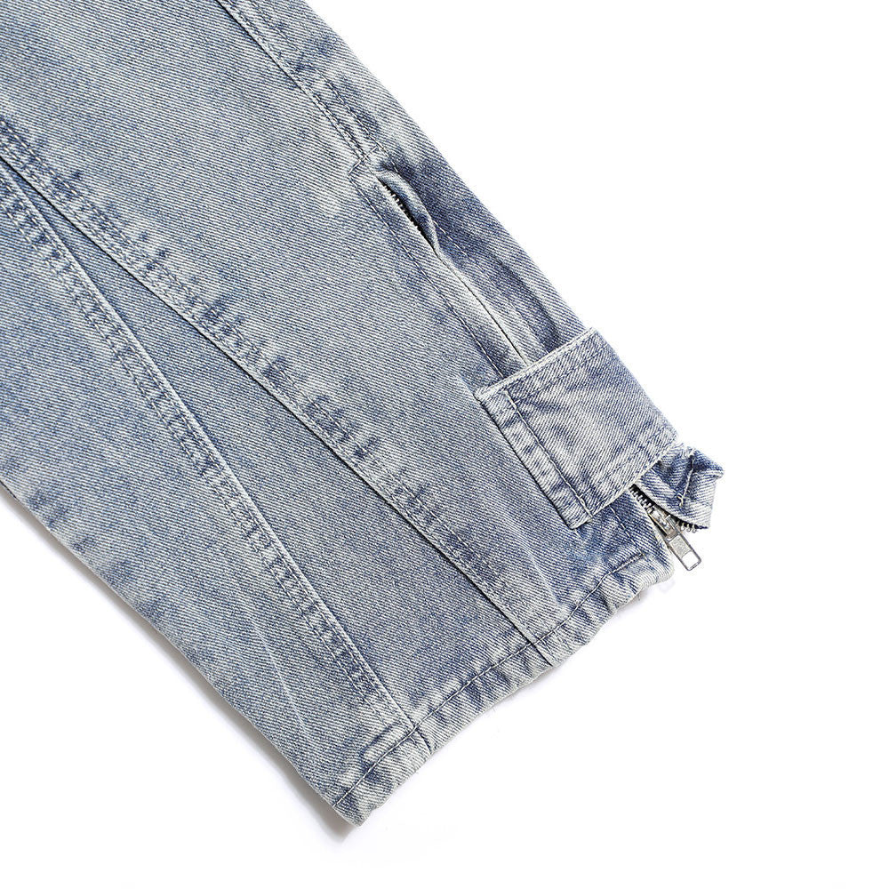 Solid Colour Patchwork Straight-leg Jeans For Men Solid Colour Patchwork Straight-leg Jeans For Men